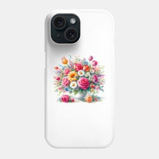 Colorful Vase of Flowers Painting Daisies and Roses Art Phone Case