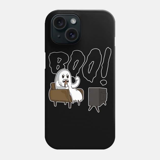 Funny Cartoon Ghost Watching TV Phone Case by SLAG_Creative