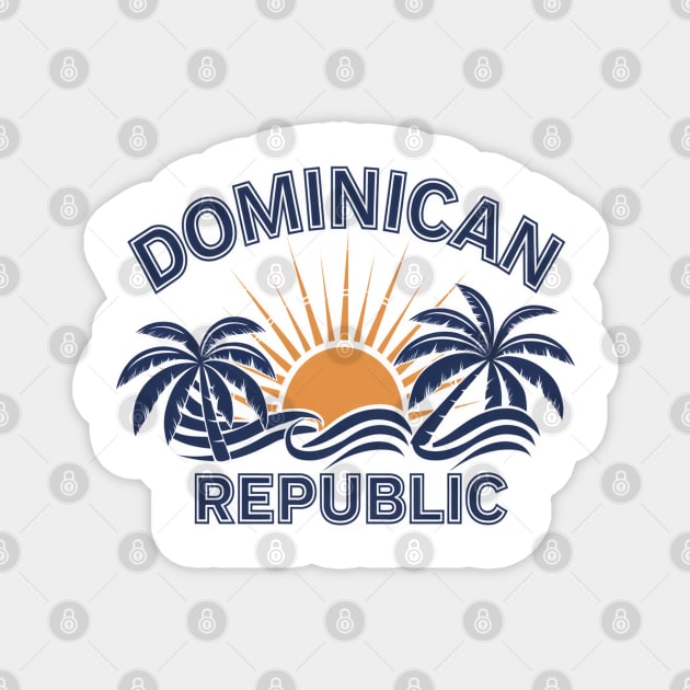 Dominican Republic, Vibrant Tropical Design for Caribbean Lovers Magnet by Pixel Threads 