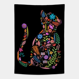 Fancy And Fine Flowered Cat Garden Design Tapestry