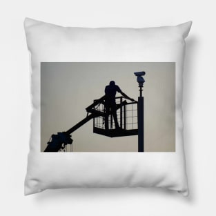 silhouette of a construction worker Pillow