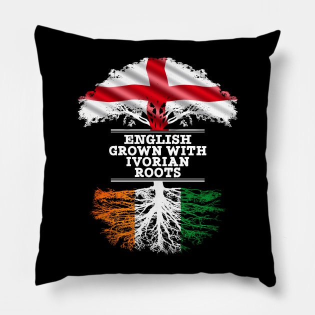 English Grown With Ivorian Roots - Gift for Ivorian With Roots From Ivory Coast Pillow by Country Flags