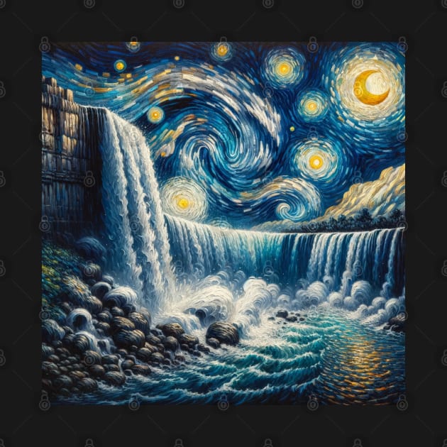 Niagara Falls Starry Night - Beautiful Iconic Places by Edd Paint Something