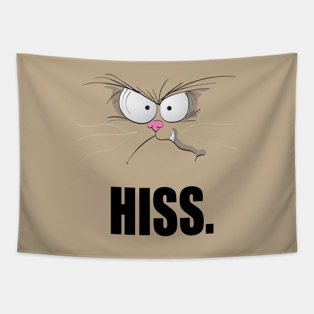 hiss, funny t-shirt cat design Tapestry by Kerrycartoons