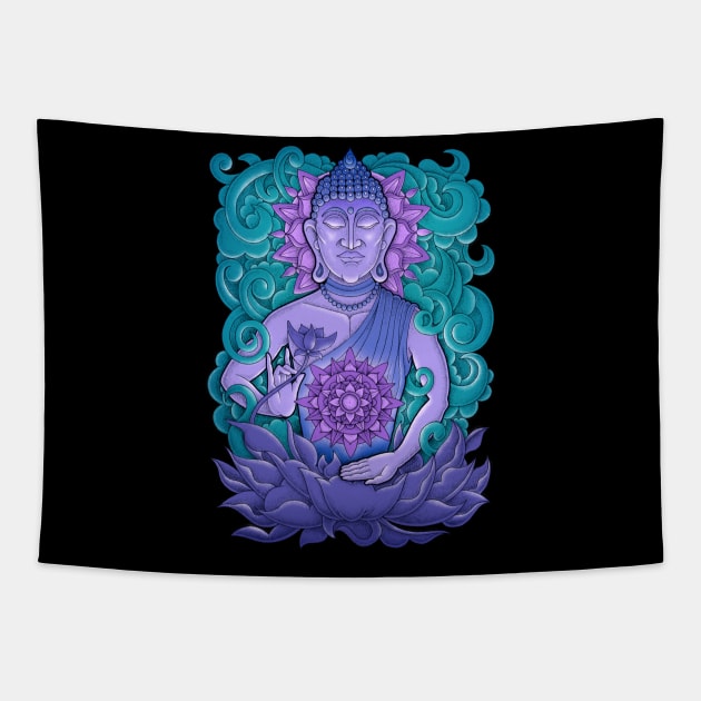 Buddha Meditation Tattoo Tapestry by danielcolumna_art