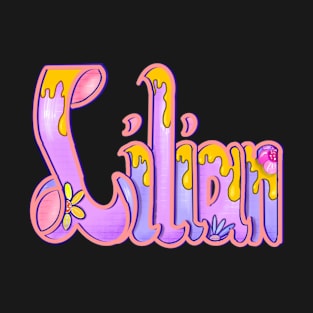 Lilian with yellow drips Girls and womens Personalized Custom name Lilian T-Shirt