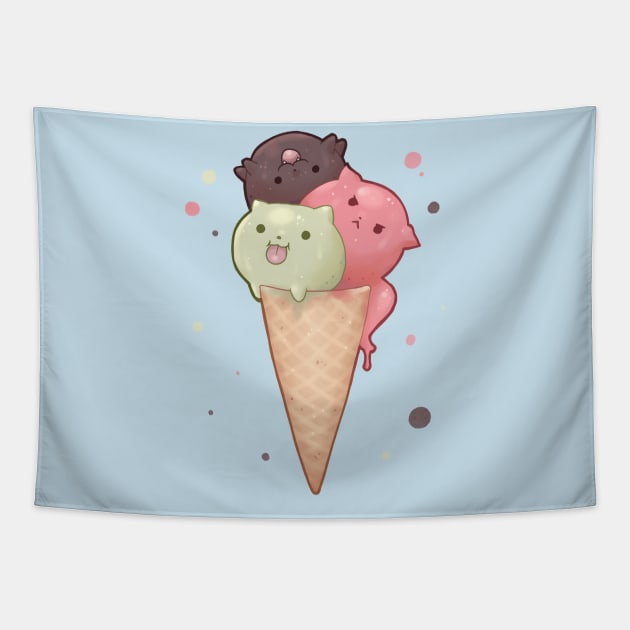 Kitty Cone Tapestry by Pastelkatto