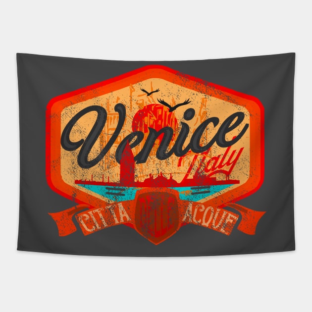 Venice Italy badge label vintage distressed Tapestry by SpaceWiz95