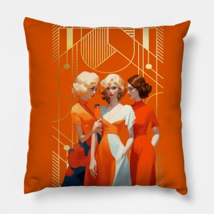 Three art deco women Pillow