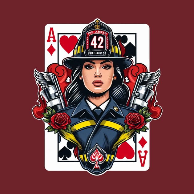 Woman Firefighter Playing Card Ace Of Diamonds by Dmytro