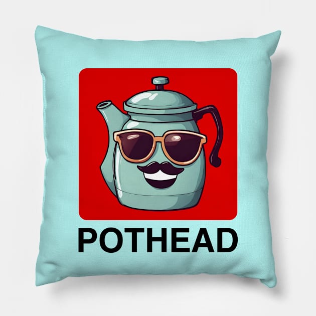 Pothead | Coffee Pot Pun Pillow by Allthingspunny