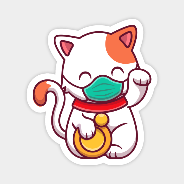 Cute Lucky Cat Wearing Mask Magnet by Catalyst Labs