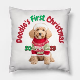 Doodle's First Christmas 2023 Pillow