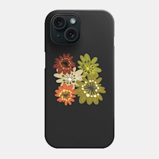 Fun flowerpower pattern in 1970-style, orange, red, green, beige Phone Case