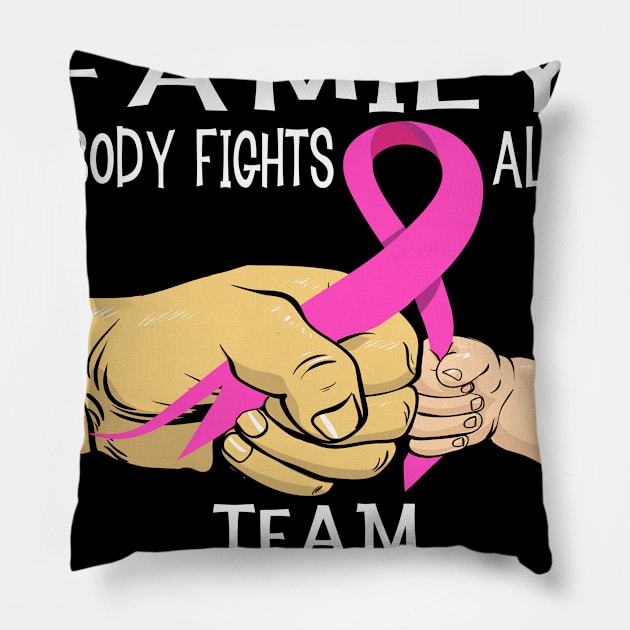 In This Family Nobody Fights Alone Team Breast Cancer Warrior Support Breast Cancer Warrior Gifts Pillow by ThePassion99