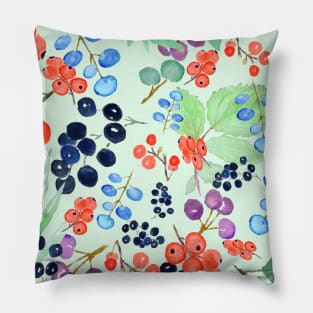 colorful berries watercolor collection Pillow