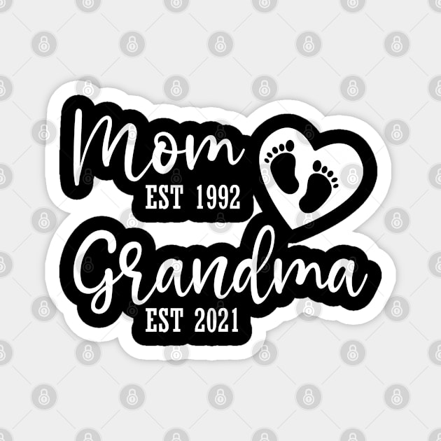 Mom est 1992 grandma est 2021 shirt, mother's day gift ideas, mothers day gifts, baby heart 2021 trending tees, white version Magnet by Modern Art