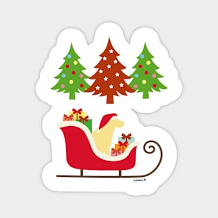 Yellow Labrador Christmas Sleigh Magnet