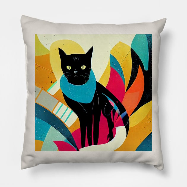 Abstract Cat Pillow by n23tees