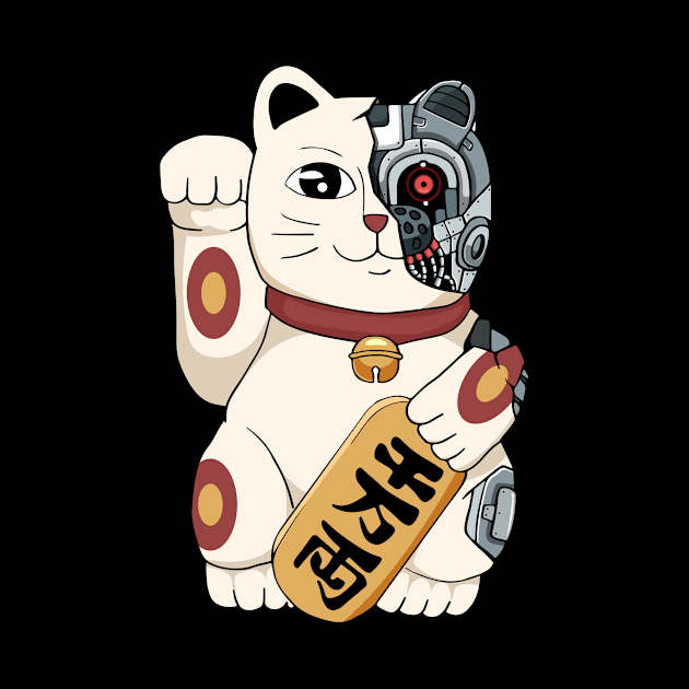 Cyborg Maneki Neko Cat Cyber Aesthetic by Alex21