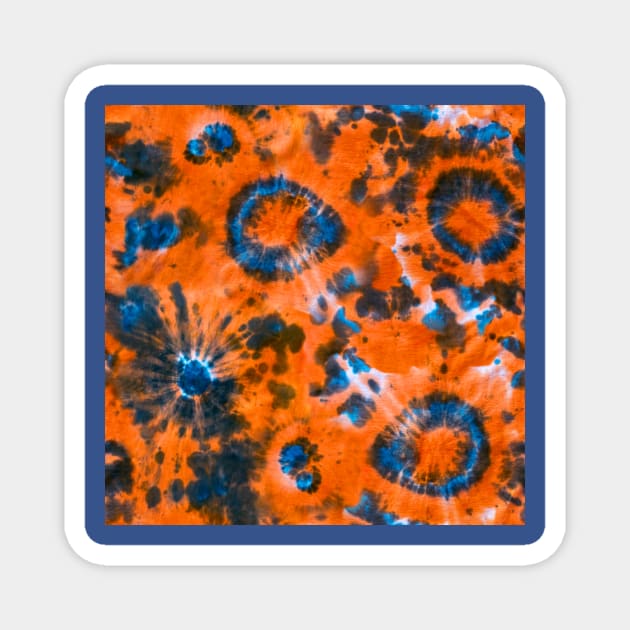 Orange and Blue Psychedelic Tie-Dye Magnet by Carolina Díaz