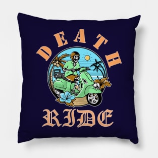 Death Riding Unicorn | Retro Bike Riding Skull Pillow