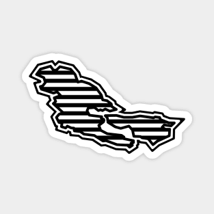 Pender Island Silhouette in Black and White Stripes - Line Pattern - Pender Island Magnet