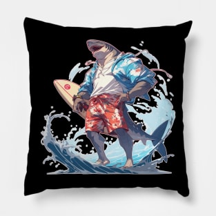 Muscle Beach Anime Shark Surfer Pillow