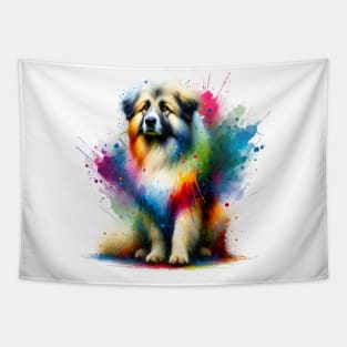 Pyrenean Shepherd in Vibrant Artistic Color Splashes Tapestry