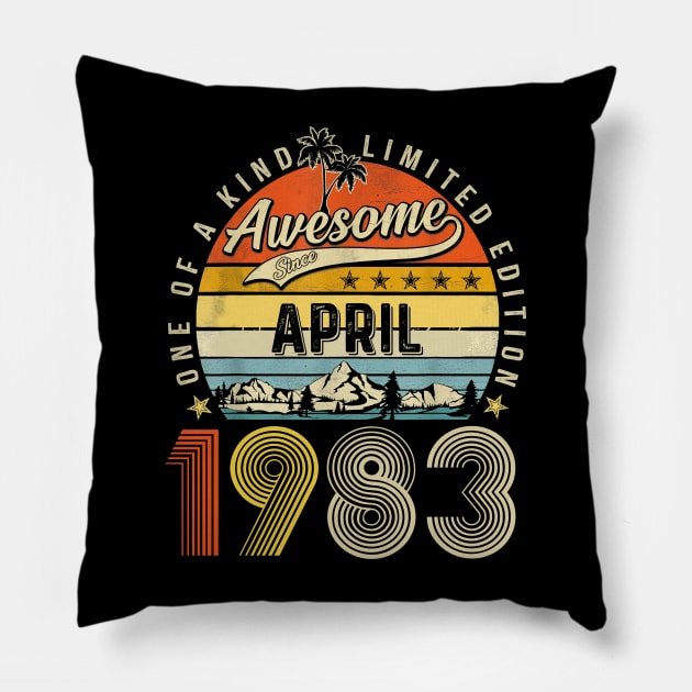 Awesome Since April 1983 Vintage 40th Birthday Pillow by Gearlds Leonia