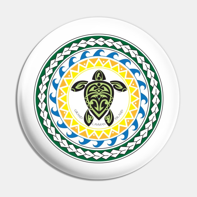 Tribal Turtle Tattoo Mandala Grand Cayman Island Pin by srwdesign