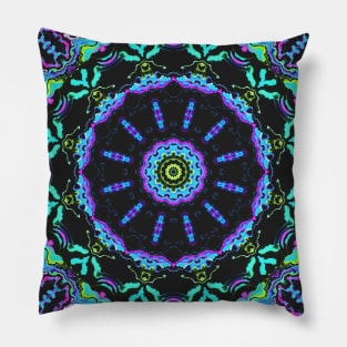 Neon Goth Mandala Daisy Wallpaper Pillow