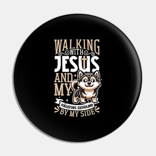 Jesus and dog - Hällefors Elkhound Pin