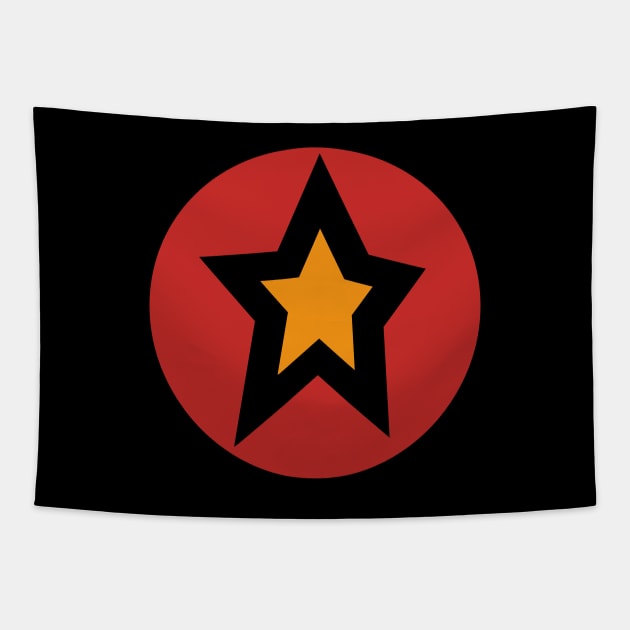 Gold Star Red Circle Graphic Tapestry by ellenhenryart