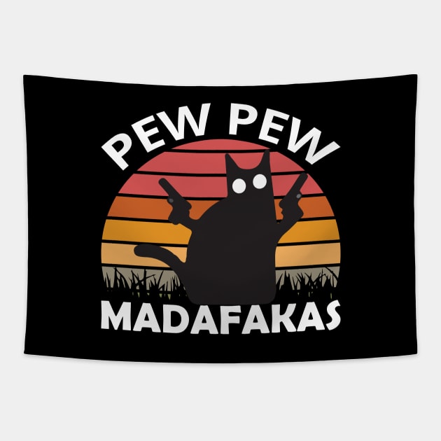 Pew Pew Cat Gaming Cat Tapestry by CRE4TIX