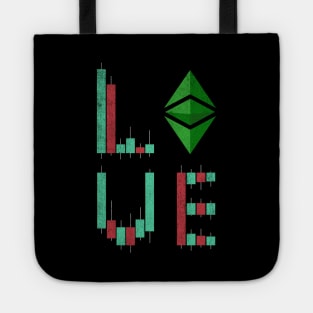 Vintage LOVE Stock Chart Ethereum Classic ETH Coin Valentine Crypto Token Cryptocurrency Blockchain Wallet Birthday Gift For Men Women Kids Tote