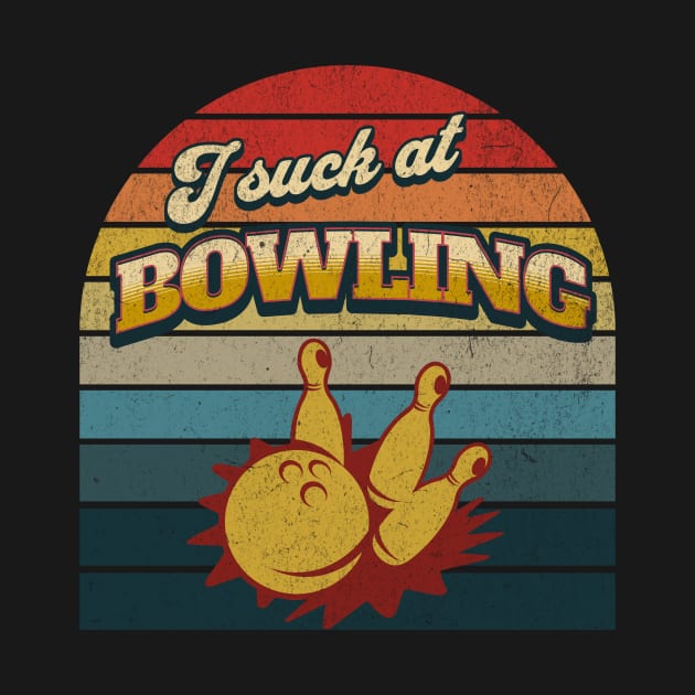 I Suck at Bowling Retro Vintage Sunset by TeeCraftsGirl