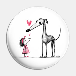 Greyhound dog and Friend Pin