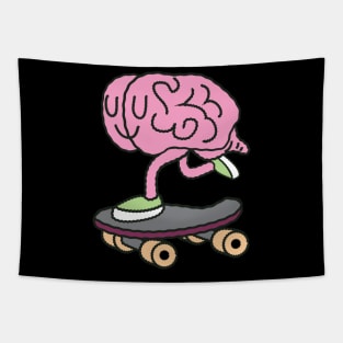 Brain Skateboarding - Funny Sarcastic Doodle Tapestry