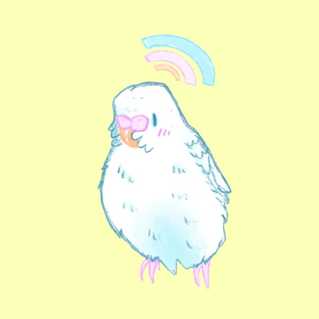 Sweet White Budgie by JessaCreation