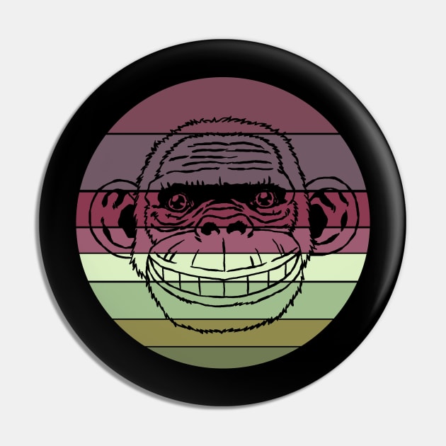 Avocado Retro Sunset Chimp Face Pin by ebayson74@gmail.com