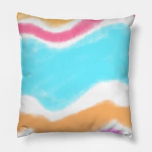 Blue green pink watercolor art Pillow