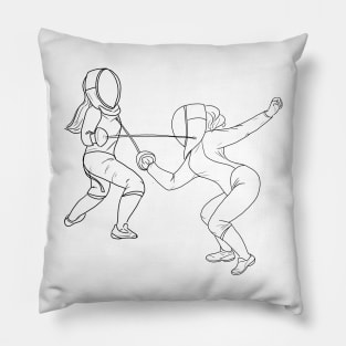 Fencing Girls Pillow