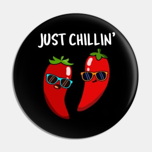 Just Chillin Cute Red Hot Chili Pun Pin