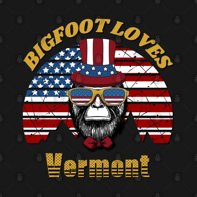 Bigfoot loves America and Vermont by Scovel Design Shop