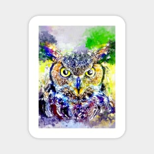 Watercolor Great Horned Owl Magnet