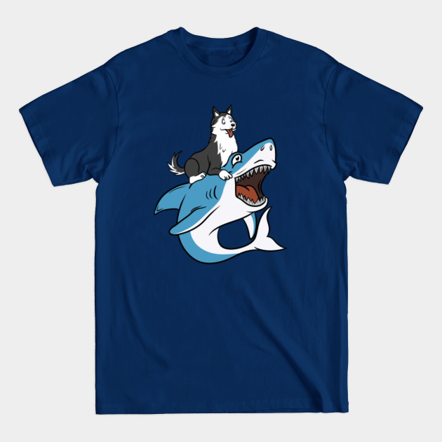 Discover Husky Riding Shark - Husky - T-Shirt