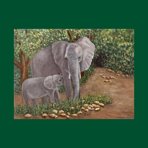 Elephant and Calf by KarenZukArt