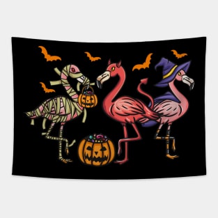 Flamingoween Halloween Flamingo I Mummy Demon Witch graphic Tapestry