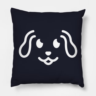 Woof! - Cute Dog Face Line Art - White Pillow